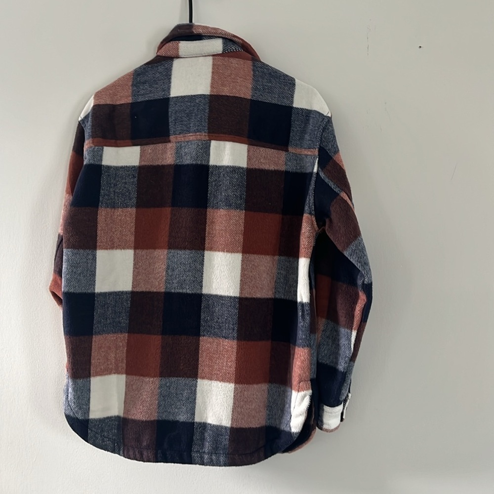Members Mark Plaid SHACKET With Pockets Sz Small Brown Navy Multicolor - Picture 5 of 13